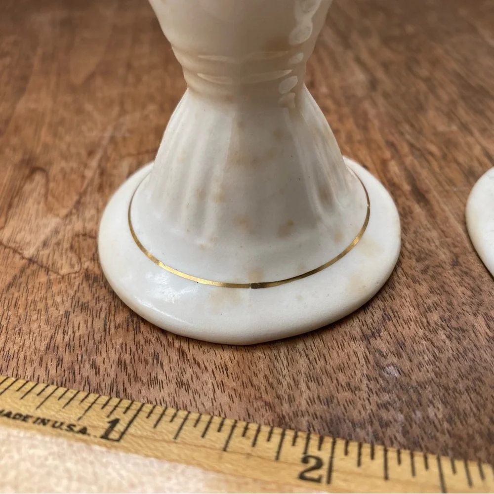 Vintage Victorian Porcelain Tall Salt and Pepper Shakers